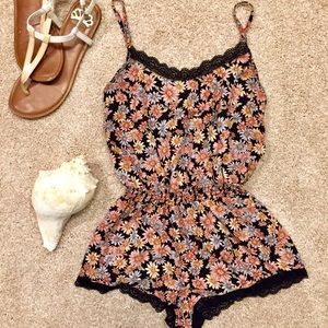 Forever 21 floral and lace romper